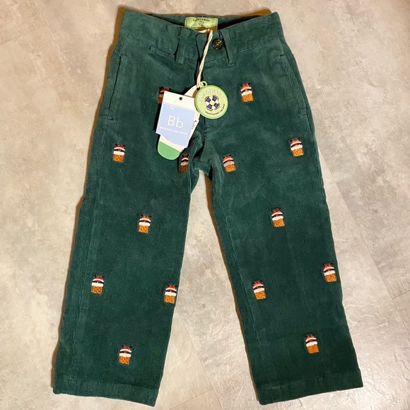 NWT Castaway Santa Stuck Chimney Embroidered Corduroy Green Hunter Christmas New - Picture 3 of 10